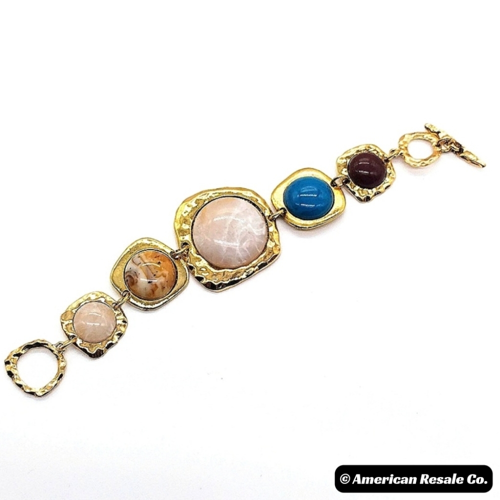 Chunky Gold Bracelet, Vintage Style Boho Bracelet, Statement Bracelet - Picture 3 of 4